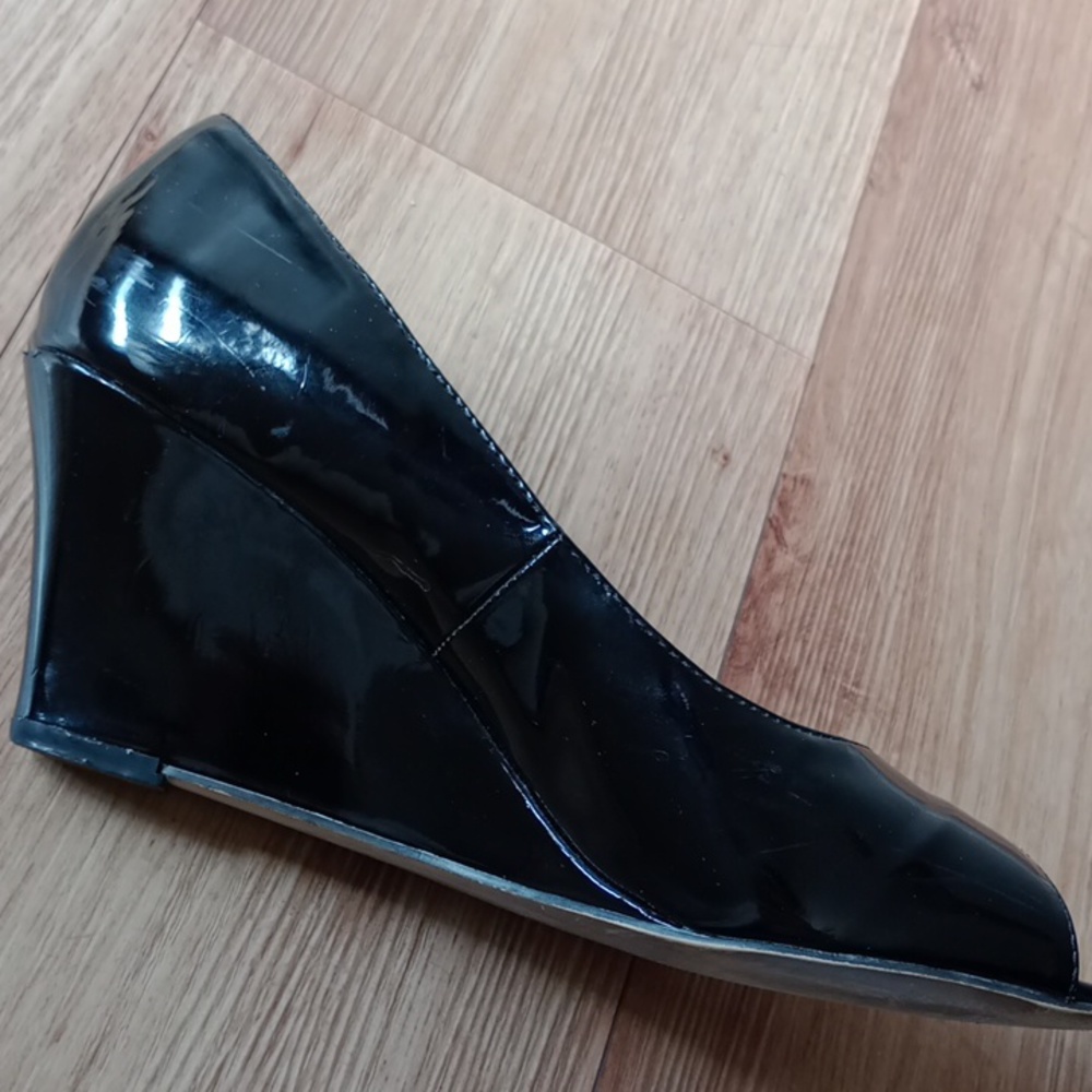 Verali Black Peep toe Wedges AU 7 1/2 - Picture 6 of 8
